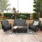 Costway 5PCS Patio Rattan Furniture Set Loveseat Sofa Ottoman W/Red\White Cushion